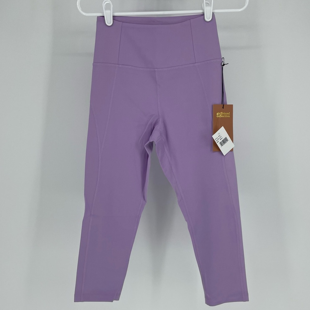 GIRLFRIEND COLLECTIVE NWT HIGH WAIST CAPRI LEGGINGS LILAC PURPLE SMALL - Picture 4 of 8